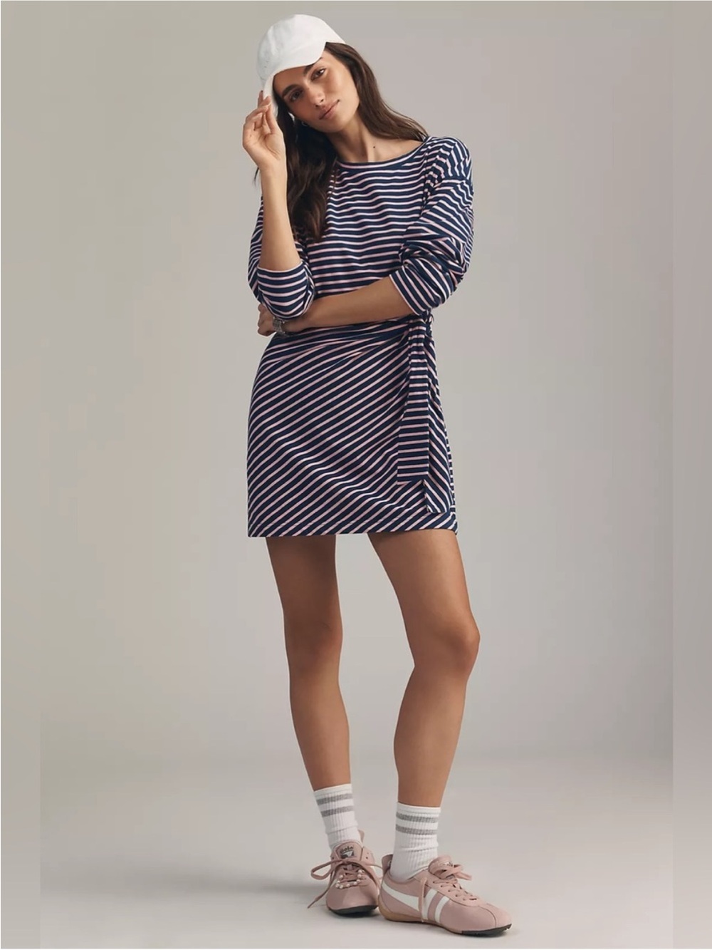 Anthropologie Daily Practice Striped Long-Sleeve Wrap Mini Dress Size Medium